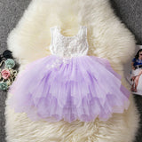 Toddler Baby Girls Dress Lace Embroidery Sleeveless Summer Tutu Party Ball Gown Kids Children Birthday Baptism Princess Costume
