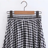 Plaid Vintage Loose Large Swing Pleated Skirts School High Waist A-Line Long Maxi Skirt