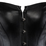 Women Gothic Sexy Faux Leather Overbust Corset Bustier Hot Lingerie Top Plus Size Waist Cincher Body Shaper Corsets Black/Red