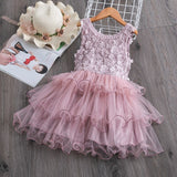 Summer Baby Kids Dresses For Girls Lace Tulle Party Princess Dress Children Lace Embroidery Dress Girl Casual Clothes 2 7 Years