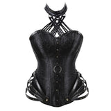 Gothic Spiral Steel Boned Waist Trainer Halter Corsets Bustier Body Overbust Top Steampunk Lingerie Body Shaper