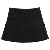 2022 Harajuku Low Waist Mini Pant Skirt Y2K Grunge E Girl Women Sexy Black Sashes EMO Denim Skirts Female Punk Clubwear Mujer