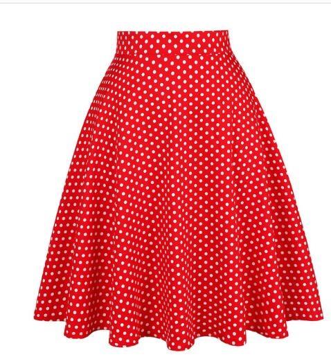 2021 School Checkered Plaid Casual Skirt Women Red and White 50s High Waist Rockabilly Cotton Summer Vintage Swing Women Skirts