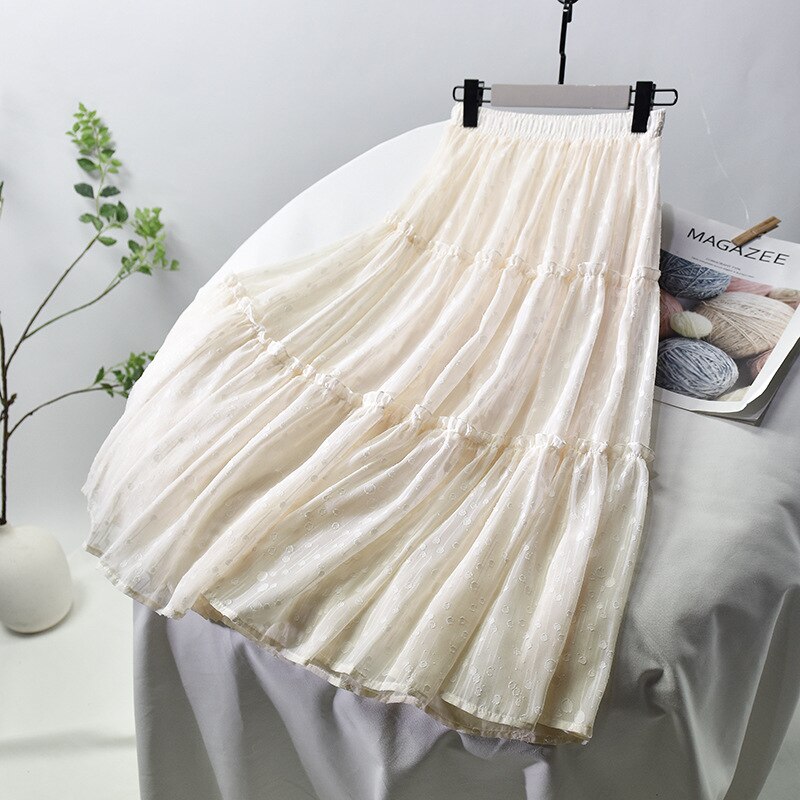 Women A-Line Pleated High Waist Sweet Elegant Vintage Skirt