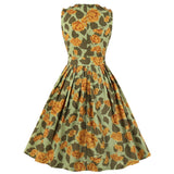 Floral Print Vintage 50s 60s Retro Party Sleeveless High Waist Robe Pin Up Swing Women Dresses