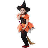 Halloween Fancy Fantasia Witch With Hat Cosplay Identity Christmas Children Kids Costume Girls Headwear Clothes Bright Color
