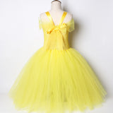 Yellow Belle Dress Girl Beauty and the Beast Inspired Princess Long Tutu Dress for Kids Birthday Party Cosplay Costumes Children