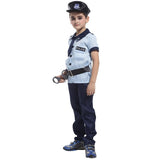 Little Super Police Costume Boys Kids Police Boy Cosplay Halloween Christmas Purim Party Fancy Costumes Set