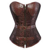 Steampunk Jacket Leather Zipper Corset Women Sexy Burlesque Gothic Overbust Corsets Bustiers Lingerie Top Vintage Pirate Costume