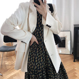 Spring Women Casual Turn Down Collar Office Blazer Feminino Vintage Ladies Coat