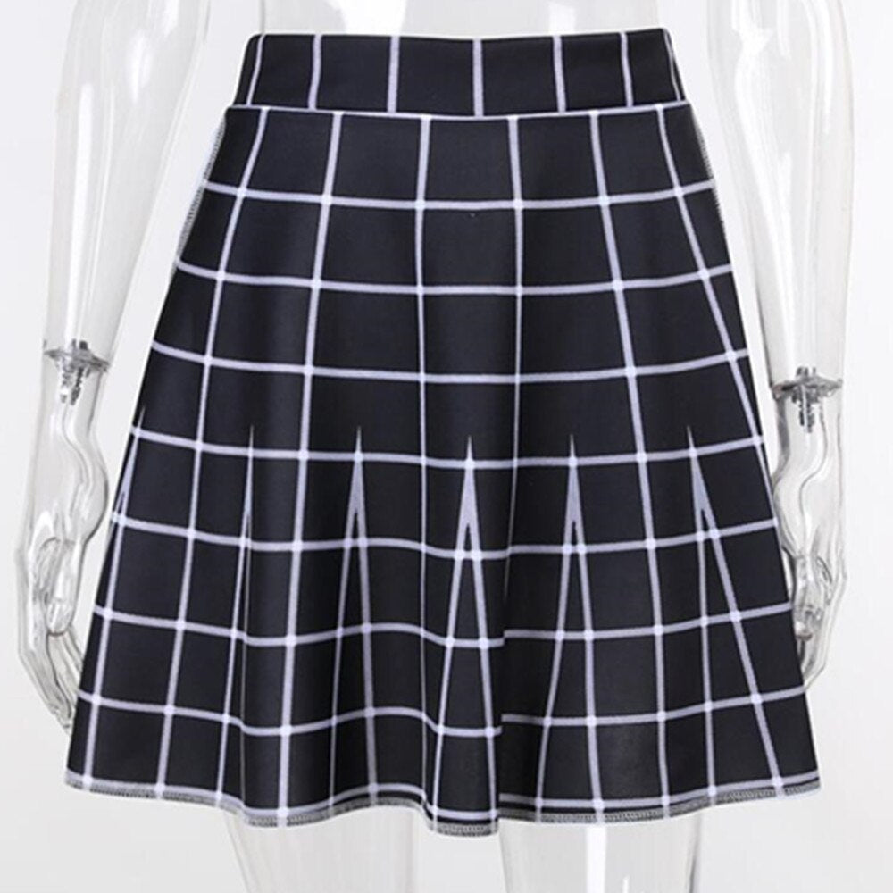 High Waist Plaid Mini Short A Line Pleated Skirts Casual Summer Punk Gothic Skirt