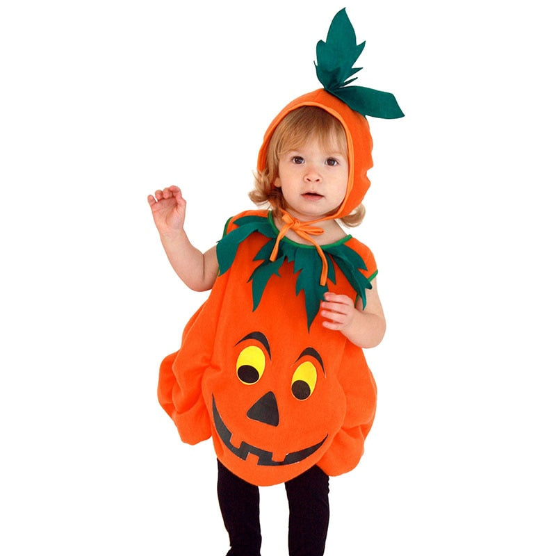 Halloween Toddler Baby Unisex Pumpkin Cute Cosplay Costumes Party Festival 2Pcs Romper+Hat Nursery Costumes for the Stage