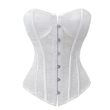 Sexy Women Gothic Corset Top Transparent Floral Lace Body Shapers Slimming Corselet Steel Bones Overbust Corsets Bustiers