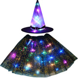 Women Kids Girl LED Glowing Light Up Witch Hat Skirt Wizard Cosplay Props Birthday Party Gift New Year Halloween Costume