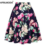 Solid Color Cotton Womens High Waist A-line Vintage Skirt Ladies Casual Black Plus Size Rockabilly Skirts Swing School Clothing