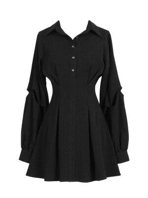 2021 Streetwear Punk Gothic Black Shirt Dress Fashion Hip Hop Grunge Clothes Long Sleeve V Collar Slim High Waist Mini Dresses