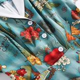 Multicolor Print 50s Style Rockabilly Vintage Swing Button Up Pinup Robe Female A-Line Midi Cotton Dress