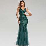 Green Evening Dress Sleeveless Elegant Mermaid Long Formal Party Dress