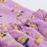 2021 Lavender Bow Tie Neck Button Up Multicolor Print 50s Midi Dresses Women Short Sleeve High Waist Vintage Slim Ruffle Dress