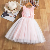 Sleeveless Girls Princess Dress For 3-8 Years Kids Rainbow Print Tutu Wedding Party Elegant Vestidos Children Formal Clothes
