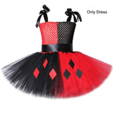 Red Black Girls Tutu Dress Kids Halloween Costumes for Children Holidays Costume Princess Girl Joker Cosplay Dresses Outfit 1-12