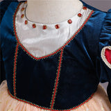 Girls New Year Princess Costume Kids Party Winter Full Sleeve velvet Crystal Heart Lace Dress Children Christmas Dres