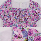 Floral Print Women Summer Casual Short Sleeve Bowknot Robe Pin Up Swing Retro Vintage Dresses