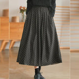 Japanese Style Elastic High Waist Long Women Vintage Plaid A-Line Pleated Skirts