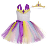 Princess Celestie Cosplay Tutu Dress for Girls New Year Costume for Kids Girl Unicorns Dresses with Angel Wings Children Clothes