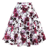 Solid Color Cotton Womens High Waist A-line Vintage Skirt Ladies Casual Black Plus Size Rockabilly Skirts Swing School Clothing