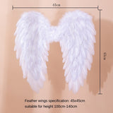 Black White Angel Feather Wings Holiday Party Props Scene Layout Kids Women Girls Catwalk Performance Show Cosplay Costume