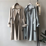 Autumn Trench Classic Casual Belt Coat Women Trench Chic Double Breasted Loose Long Trench Outwear