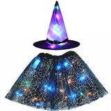 Women Kids Girl LED Glowing Light Up Witch Hat Skirt Wizard Cosplay Props Birthday Party Gift New Year Halloween Costume