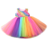 Rainbow Sequins Princess Dress for Girls Backless Tutu Dress Oufit for Dance Party Costumes Toddler Kids Girl Sparking Ball Gown
