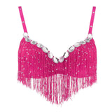 Belly Dance Sequin Tassel Party Bra top Dance Performance Diamond Fringe Bralette Crop Top Festival Clubwear