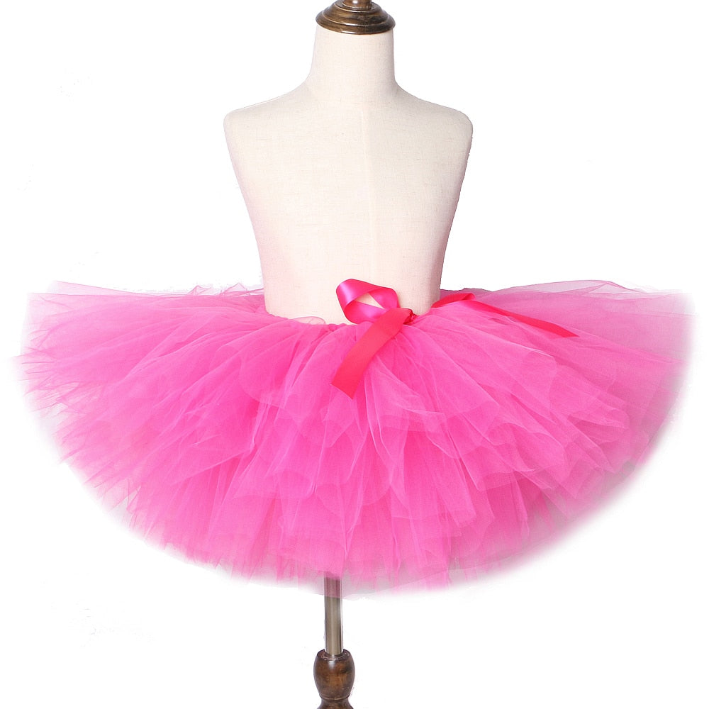 Rose Pink Baby Girl Skirt Tutu Ballet Child Tulle Skirt Solid Color Children Tutus for Kids Birthday Performance Show fluffy