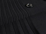 Winter Women Elastic High Waist Elegant Pleated Thick Knitted A-Line Skirts Button Streetwear