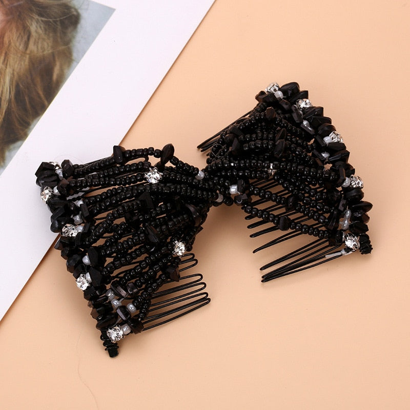 DIY Hair Accessories Pearl Beaded Elastic Hair Claw Hairpin