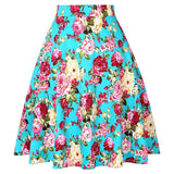 2023 Blue Strawberry Women Swing Midi Skirt High Waist Casual Office Retro Vintage 40s 50s 60s Pinup Rockabilly Plus Size Skirts
