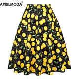Solid Color Cotton Womens High Waist A-line Vintage Skirt Ladies Casual Black Plus Size Rockabilly Skirts Swing School Clothing