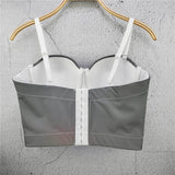 New PU Leather Winter Crop Top To Wear Out Sleeveless Top Corset Sexy Show Bra Push Up Bustier Tops