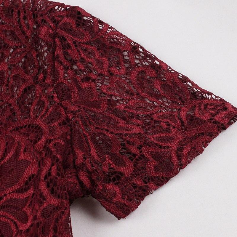 2023 Burgundy Lace and Chiffon A Line Vintage Ladies Swing Dresses Office OL Elegant Party Women Short Sleeve Summer Dress