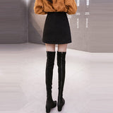 High Waist Mini Skirts Women Fashion Korean Style Solid Color All-match Ladies Elegant A-line Short Skirt