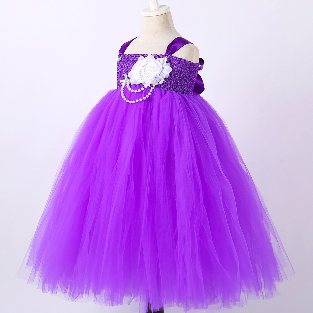 Purple Flower Girl Long Dresses for Teenage Girls Clothing Costumes Kids Fairy Tutu Dress with Wings Set Children Floor Clothes