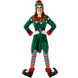 Christmas Elf Costume Adults Women Santa Elf Dress Up 7-Piece Set Cosplay Costume Fantasia Party Christmas Tree Outfit