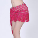 Sequined Tassel Hip Scarf Women Belly Dance Oriental Indian Hollow Out Diamond Waist Skirt