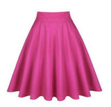 Solid Color Cotton Womens High Waist A-line Vintage Skirt Ladies Casual Black Plus Size Rockabilly Skirts Swing School Clothing