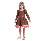 New Christmas Children Clothes Dress Gingerbread man Cosplay Kids Girls Festival Party Dresses One Piece New?year Costume