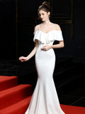 Navy Blue Formal Evening Dresses Mermaid Elegant Evening Dress Long Leaf edge Sling Prom Gowns Backless Robe De Soriee