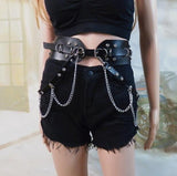Sexy Bandage Denim Shorts With Chain Women High Waist Streetwear Gothic Jeans Mini Black Casual Goth 2022 Fashion Bottoms Summer